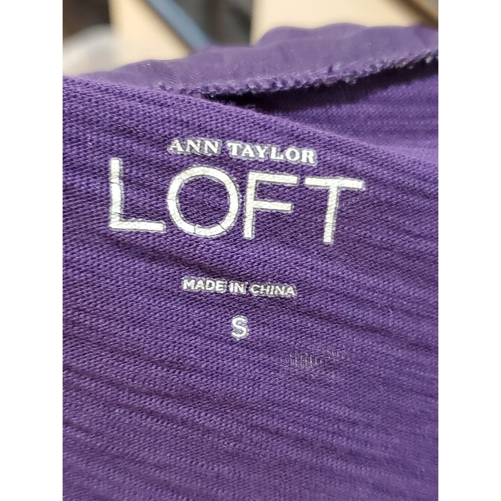 Loft Womens Purple Solid 100% Cotton Cowl Neck Long Sleeve Top Blouse Size Small - Picture 7 of 10